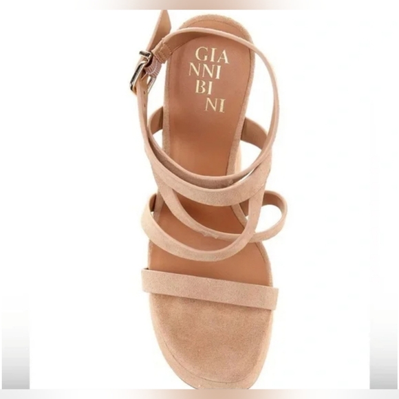 Gianni Bini Platform Sandals 11 Nude Cream Suede Margee Chunky Heels Y2K New$110 - Picture 7 of 13